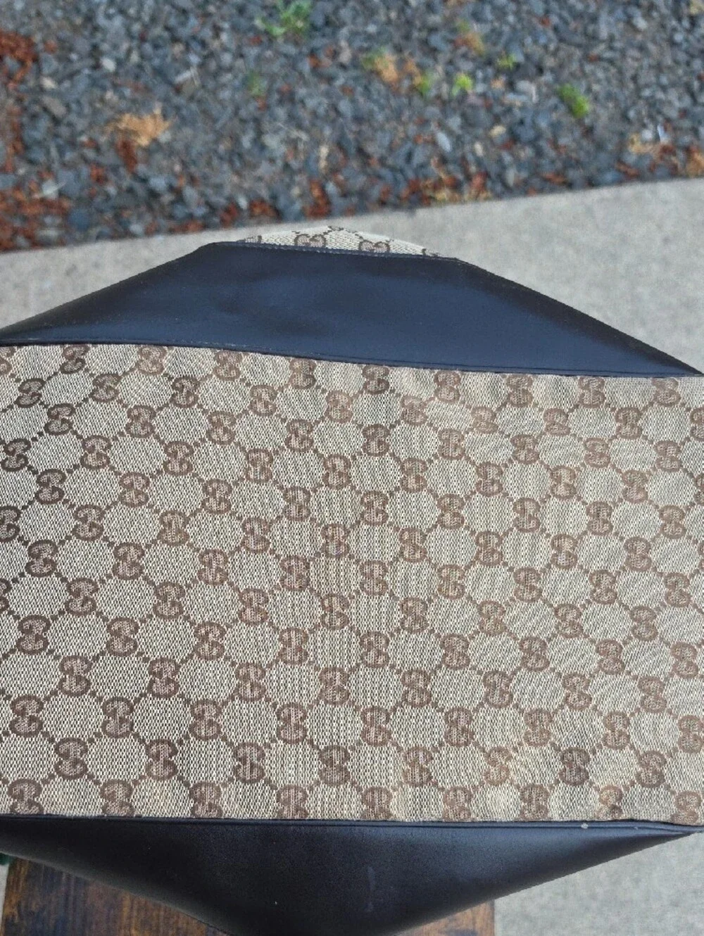 Gucci Beige Monogram Canvas Tote with Red & Green Straps